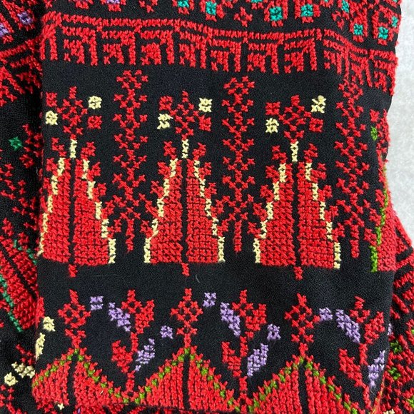 Vintage Womens XL Embroidered Fabric Fair Isle Nordic Lined Long Sleeve Jacket - Picture 9 of 14